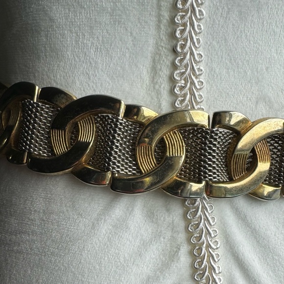 Silver Mesh With Gold Interlocking Oval Accent Pieces Belt 32” main image 5